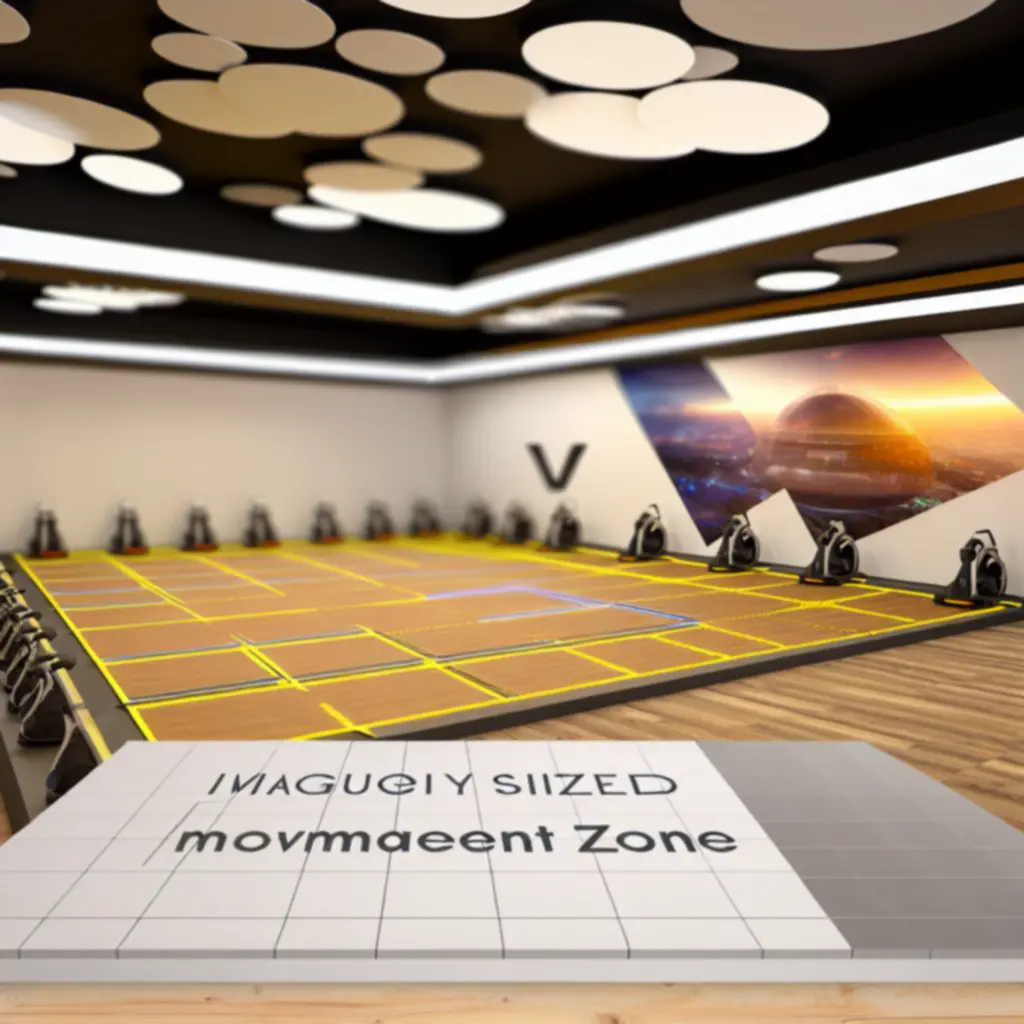 Przestronna arena VR z wyznaczoną strefą ruchu i zestawami bezprzewodowymi