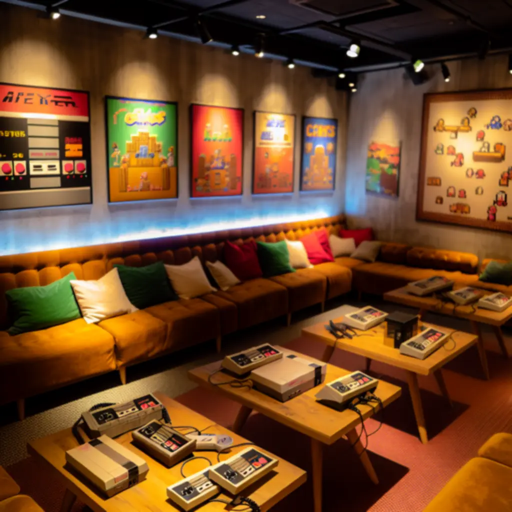 Przytulne stanowisko gier retro i planszówek
