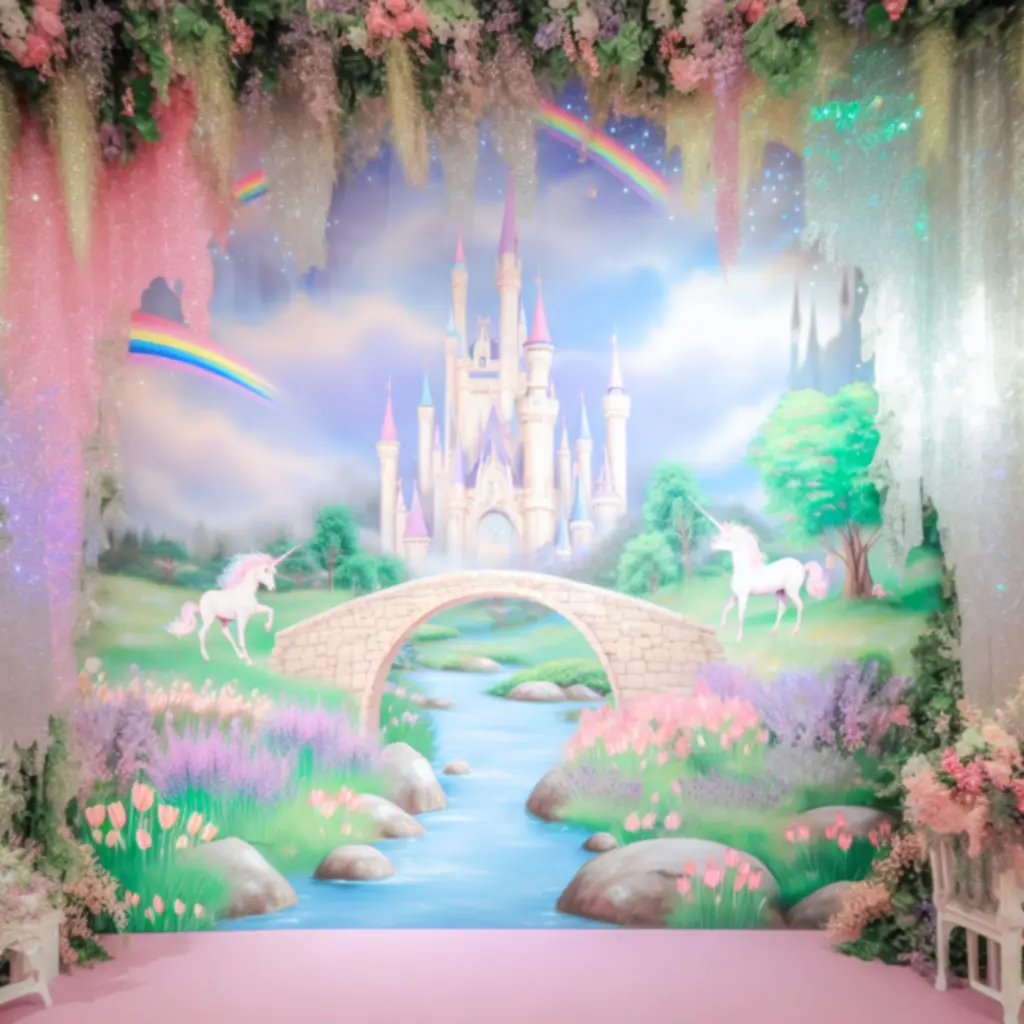 Motyw Fairy Tale Land – baśniowe krainy z zamkami i jednorożcami