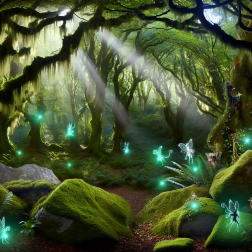 Motyw Mystical Forest – zaczarowany las z magicznymi stworzeniami